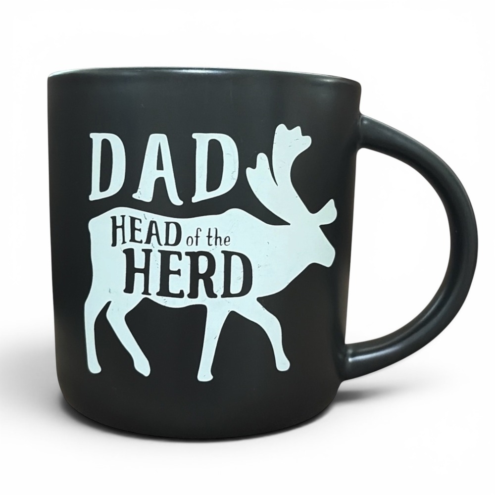 Caribou Coffee Dad‎ Head of the Herd Matte Black Ceramic Mug 16oz Father's Day